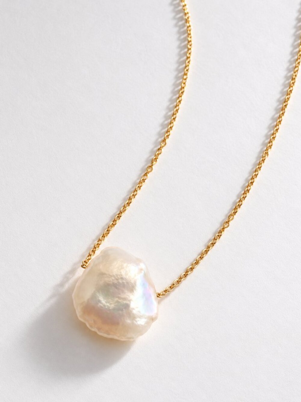 Anthropologie 18K Gold Baroque Pearl Pendant Necklace